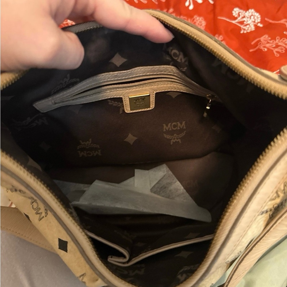 Authentic MCM Tan Monogram Shoulder Bag - Picture 7 of 10